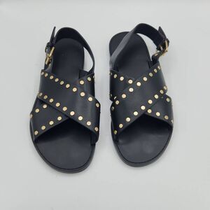 Madewell Women's Size 8.5 Black Leather X Strap Slingback Sandals